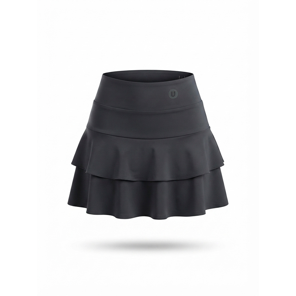 FALDA UBX FITNESS DOBLE VOLANTE NEGRO