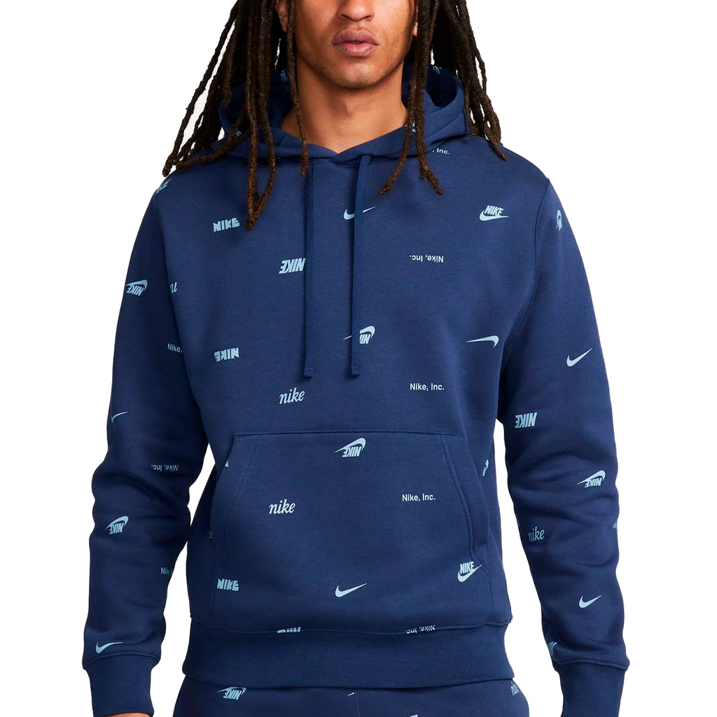 SUETER NIKE M NK CLUB BB PO AOP HOODIE DF TRAINNING NAVY/SLATE