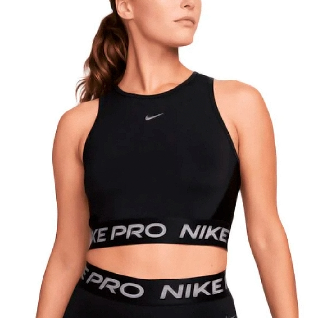 TOP TRAINING NIKE W NP DF CROP TANK SHINE TRAINNING SILVER/BLACK
