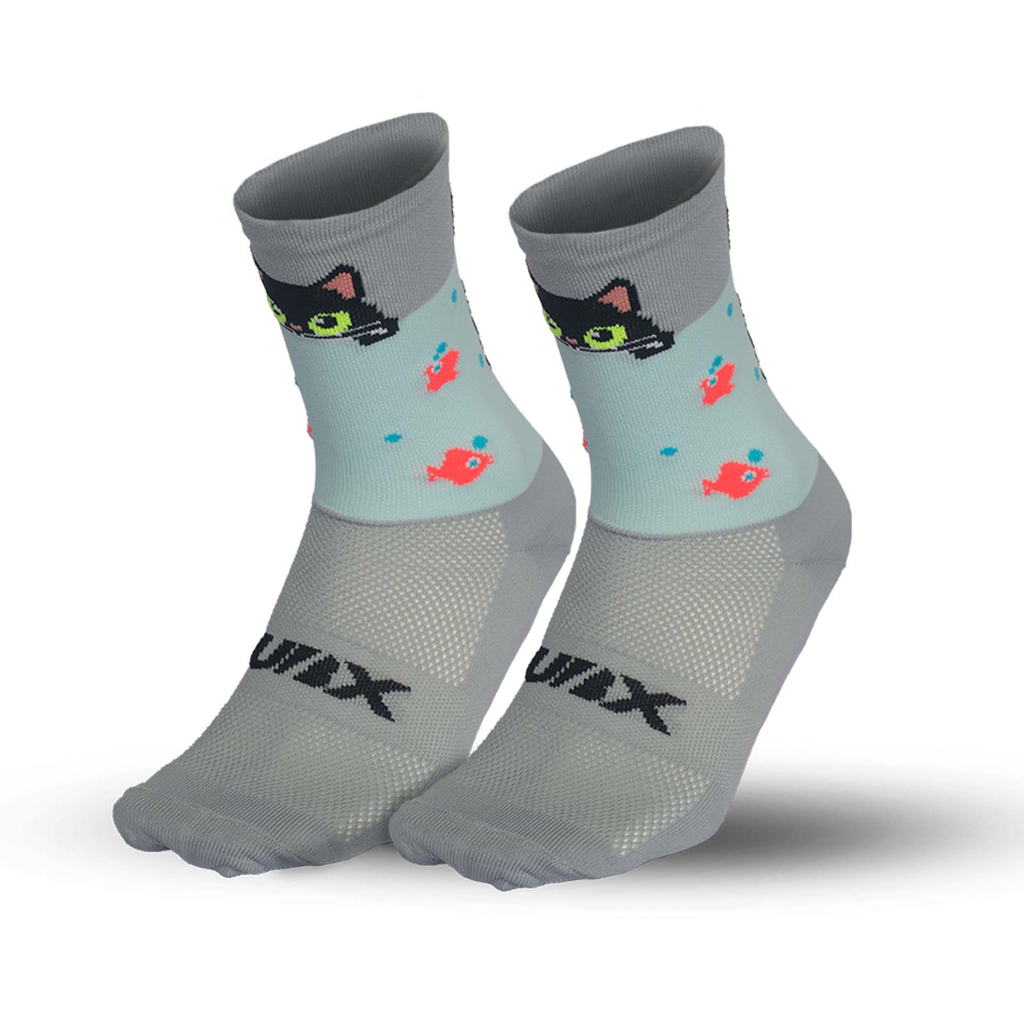 MEDIAS UBX CYCLING GATO GRIS/AZUL