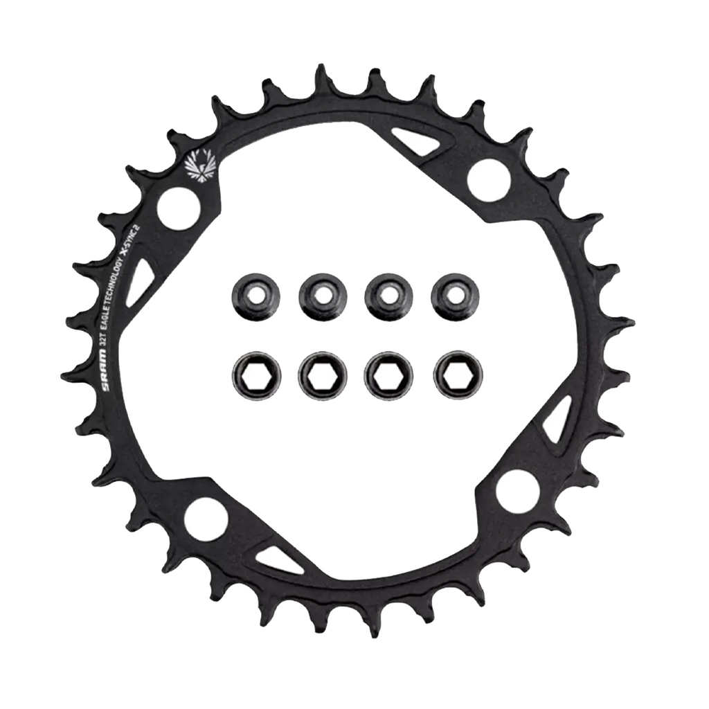 PLATO SPZ CHR TURBO, 32T, EAGLE 12-SPD, 104BCD, 1X RING, ALLOY, W/CHAINRING BOLTS, SRAM (00.6218.040.000) CHROME