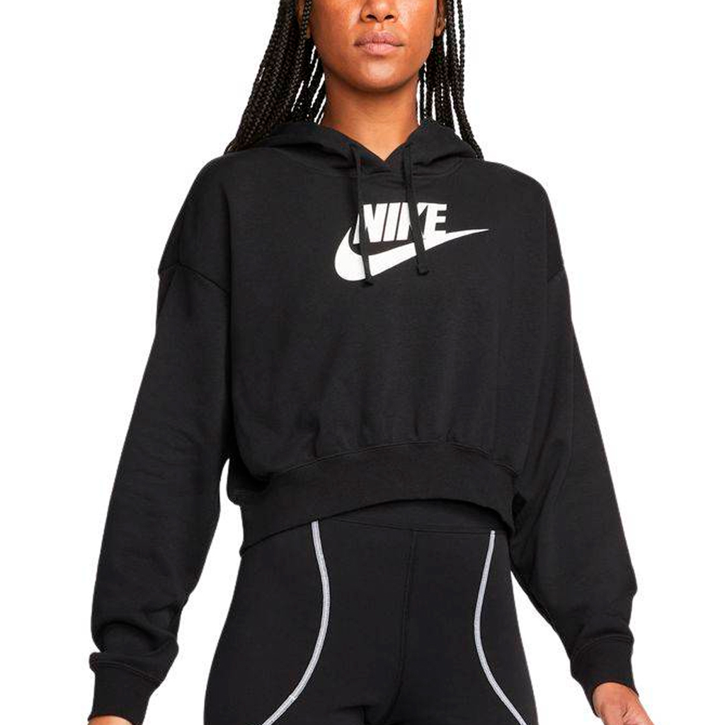 SUETER NIKE CLUB FLC GX CROP HDY TRAINNING BLACK/WHITE