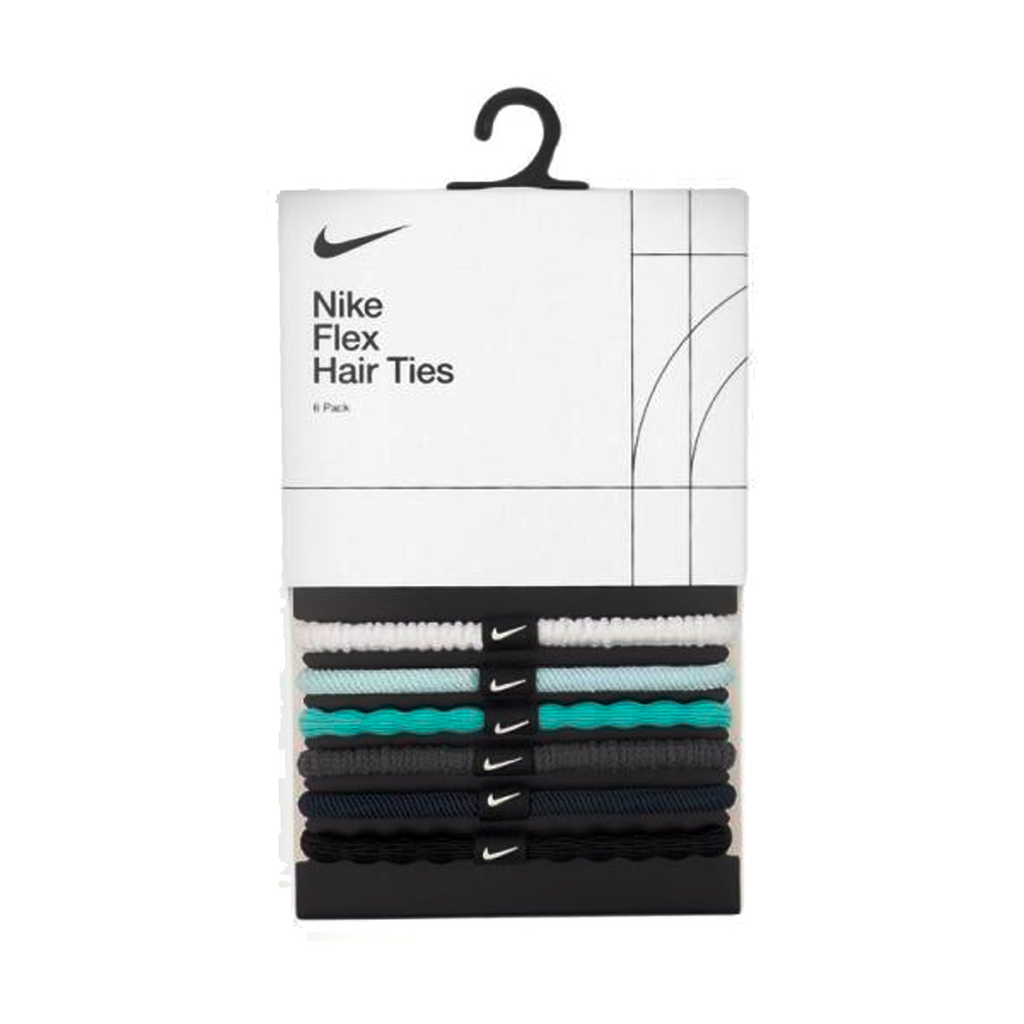 SET NIKE FLEX HAIR TIE 6PK MULTISPORT BLUE / WHITE
