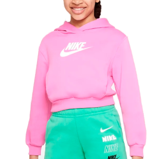 SUETER NIKE G NSW CLUB FLC CRP HDY HBR TRAINNING PINK/WHITE