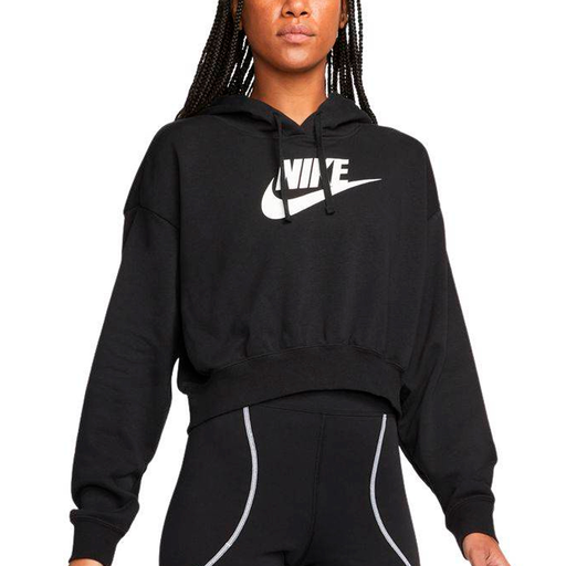 SUETER NIKE CLUB FLC GX CROP HDY TRAINNING BLACK/WHITE